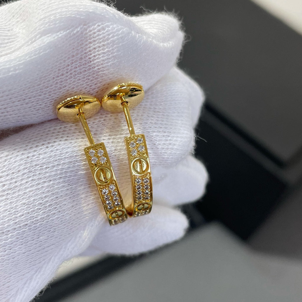 [Marin]LOVE DIAMOND GOLD HOOP EARRINGS