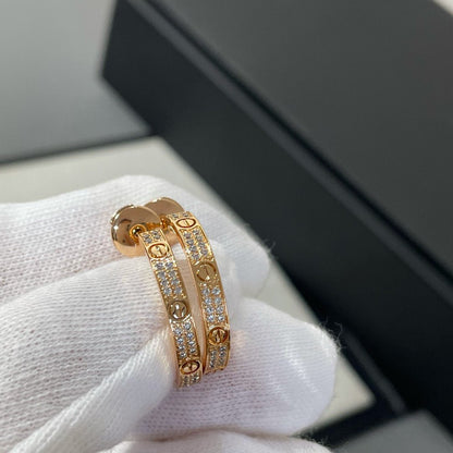 [Marin-Jewelry]LOVE DIAMOND PINK GOLD HOOP EARRINGS