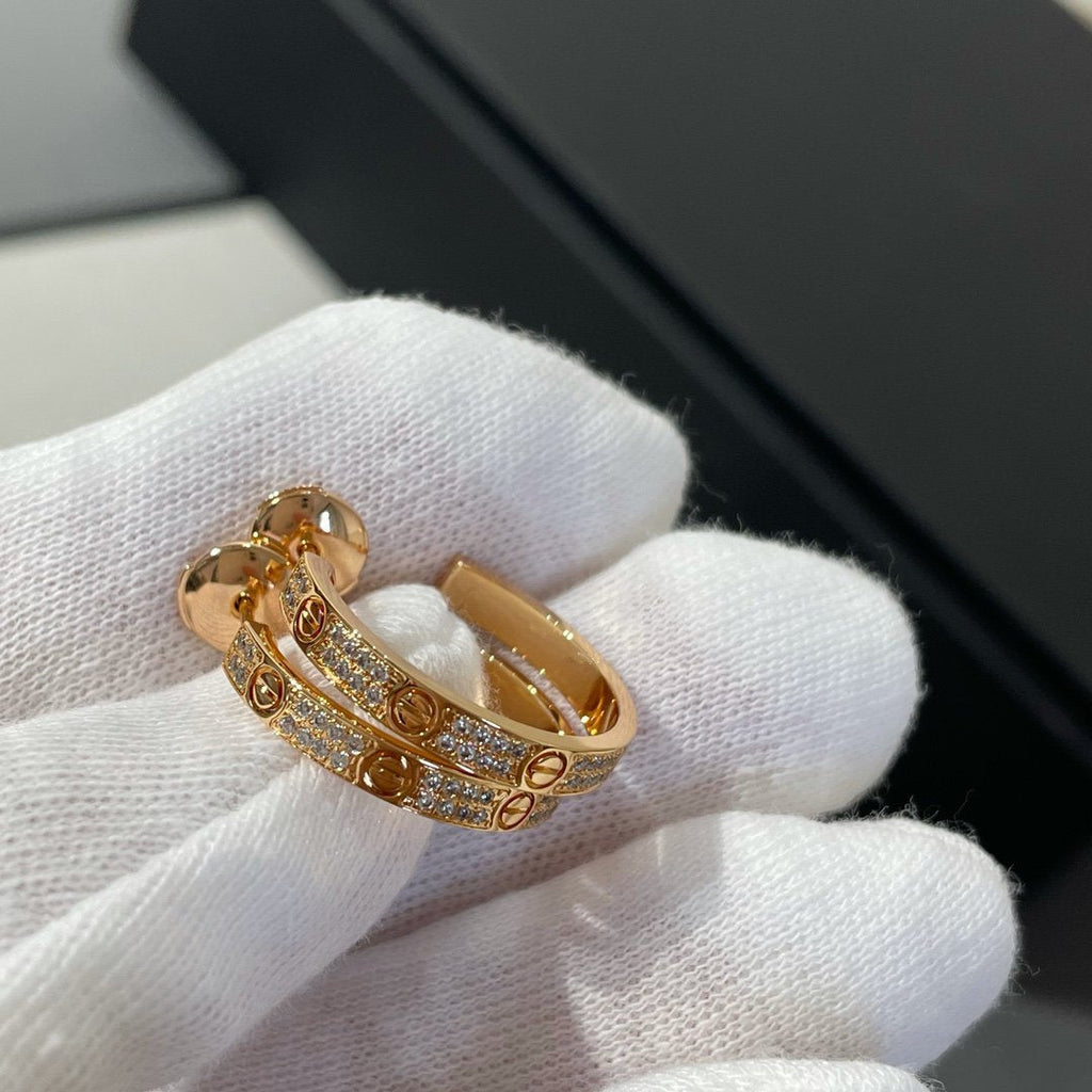 [Marin]LOVE DIAMOND PINK GOLD HOOP EARRINGS