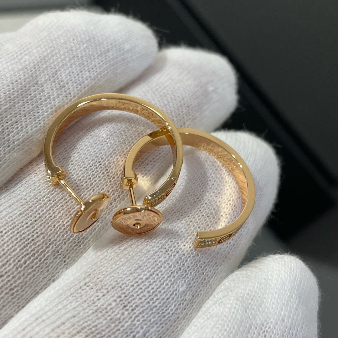 [Marin-Jewelry]LOVE DIAMOND PINK GOLD HOOP EARRINGS