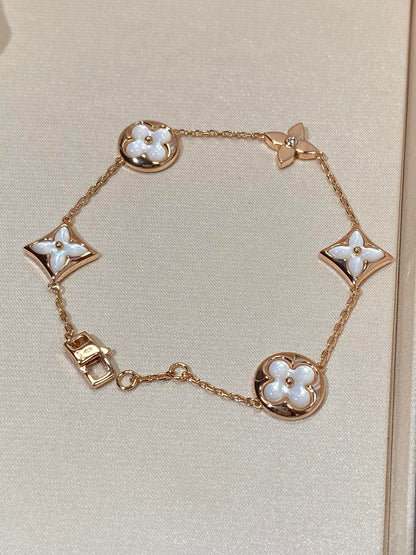 [Marin]STAR AND SUN 5 MOTIF MOP PINK GOLD BRACELET