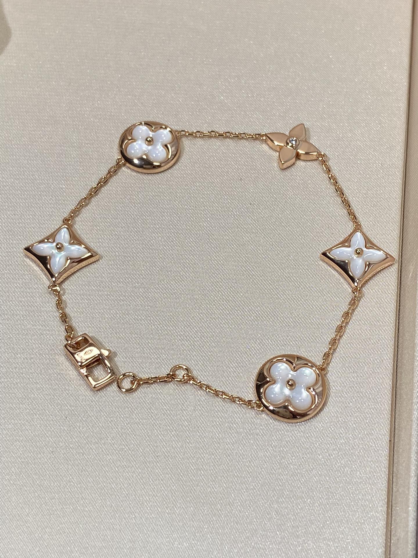 [Marin]BRACELET STAR AND SUN 5 MOTIFS Nacre OR ROSE