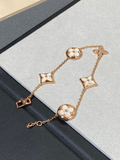 [Marin-Jewelry]STAR AND SUN 5 MOTIF MOP PINK GOLD BRACELET