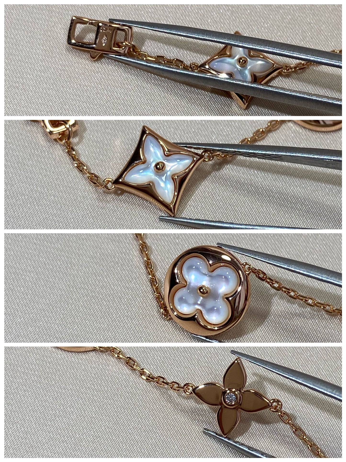 [Marin-Jewelry]STAR AND SUN 5 MOTIF MOP PINK GOLD BRACELET