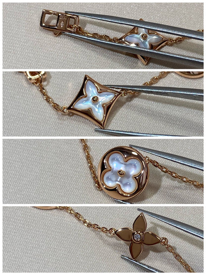[Marin-Jewelry]STAR AND SUN 5 MOTIF MOP PINK GOLD BRACELET