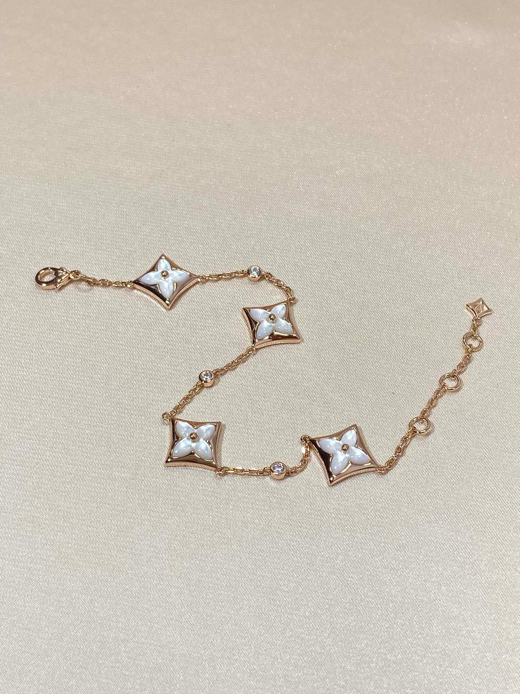 [Marin]STAR 4 MOTIF MOP DIAMOND PINK GOLD BRACELET