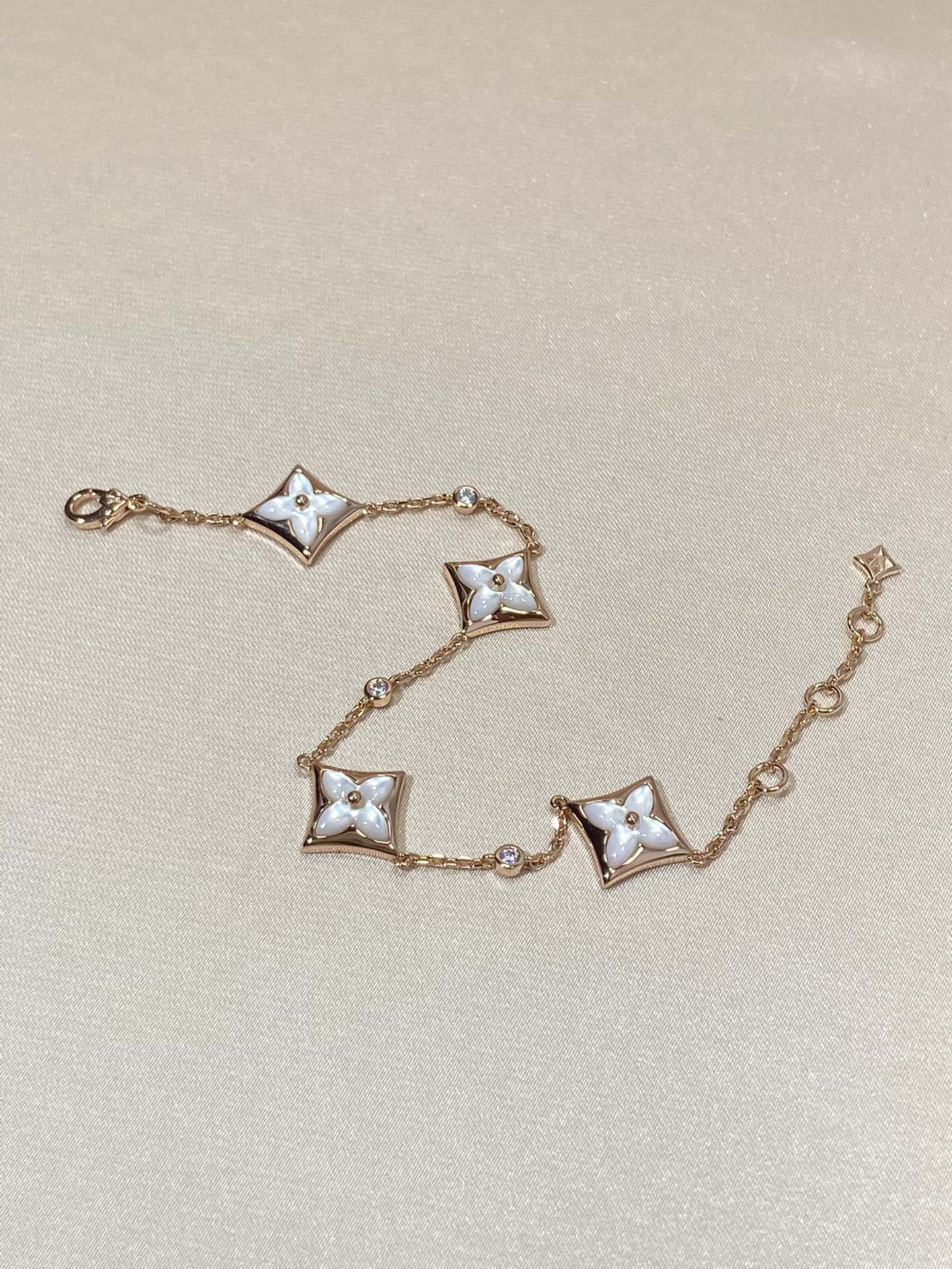 [Marin-Jewelry]STAR 4 MOTIF MOP DIAMOND PINK GOLD BRACELET