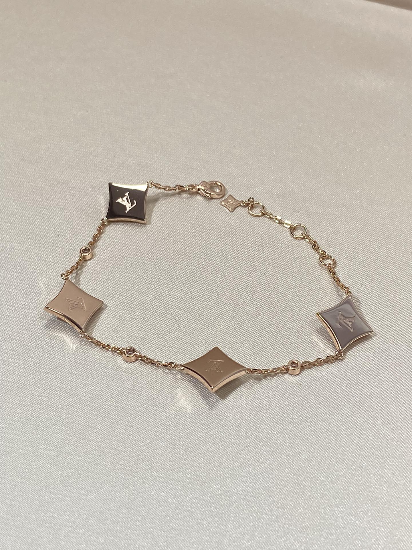 [Marin]BRACELET ÉTOILE 4 MOTIF MOP DIAMANT OR ROSE