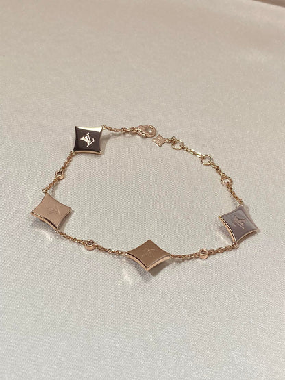 [Marin-Jewelry]STAR 4 MOTIF MOP DIAMOND PINK GOLD BRACELET