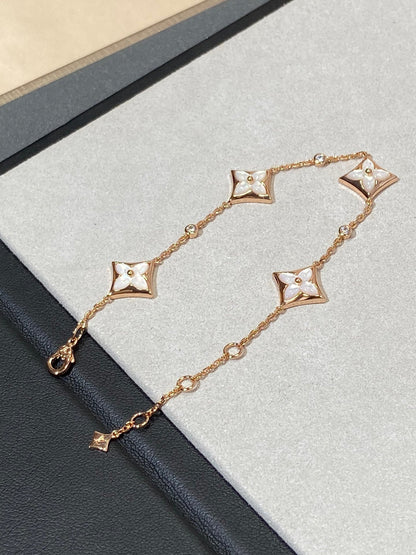 [Marin-Jewelry]STAR 4 MOTIF MOP DIAMOND PINK GOLD BRACELET