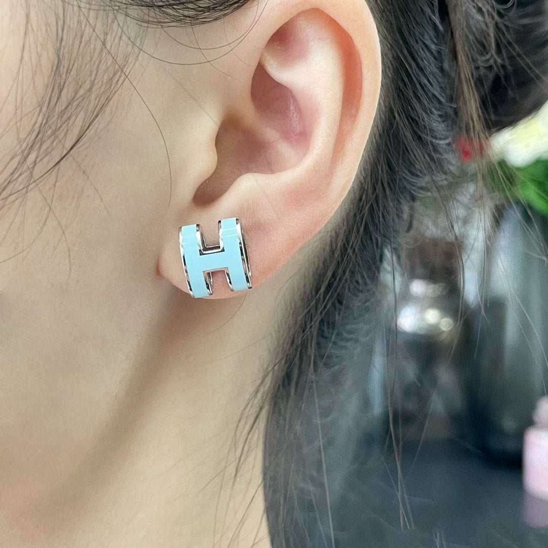 [Marin]POP H スカイブルー スタッズピアス