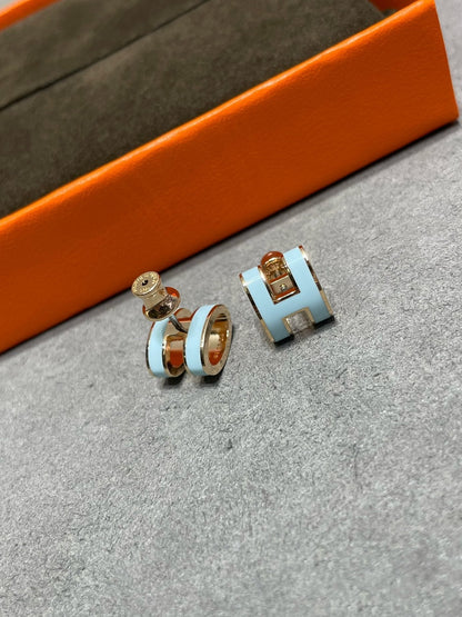 [Marin-Jewelry]POP H SKY BLUE STUD EARRINGS