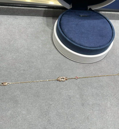 [Marin-Jewelry]FORCE 10 DIAMOND CHAIN LINK PINK GOLD BRACELET
