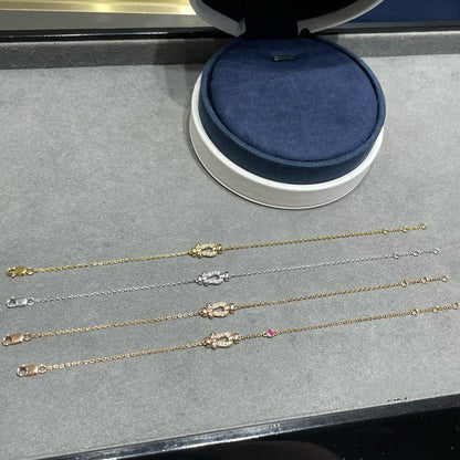 [Marin-Jewelry]FORCE 10 DIAMOND CHAIN LINK PINK GOLD BRACELET
