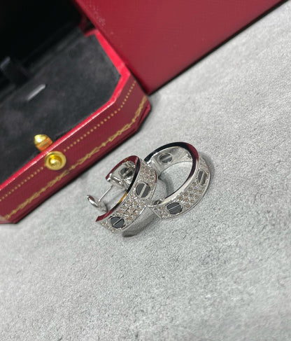 [Marin-Jewelry]LOVE CERAMIC DIAMOND PAVED SILVER EARRINGS