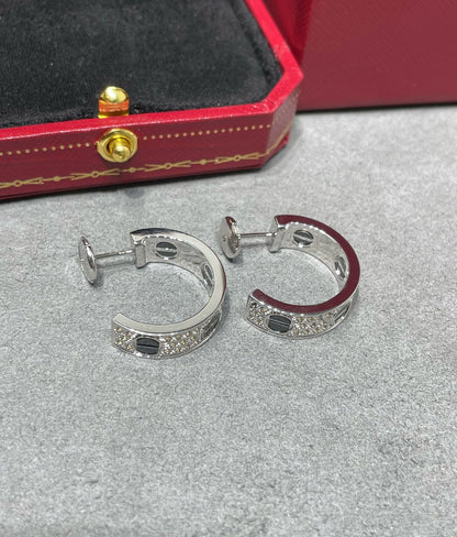 [Marin-Jewelry]LOVE CERAMIC DIAMOND PAVED SILVER EARRINGS