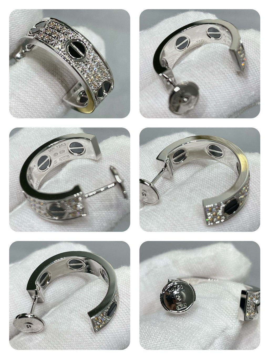 [Marin]LOVE CERAMIC DIAMOND PAVED SILVER EARRINGS