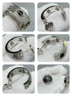 [Marin]LOVE CERAMIC DIAMOND PAVED SILVER EARRINGS