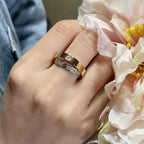 [Marin]BAGUE DOUBLE EN OR ROSE ET ARGENT AVEC DIAMANTS