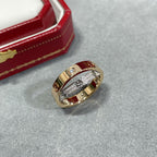 [Marin]BAGUE DOUBLE EN OR ROSE ET ARGENT AVEC DIAMANTS