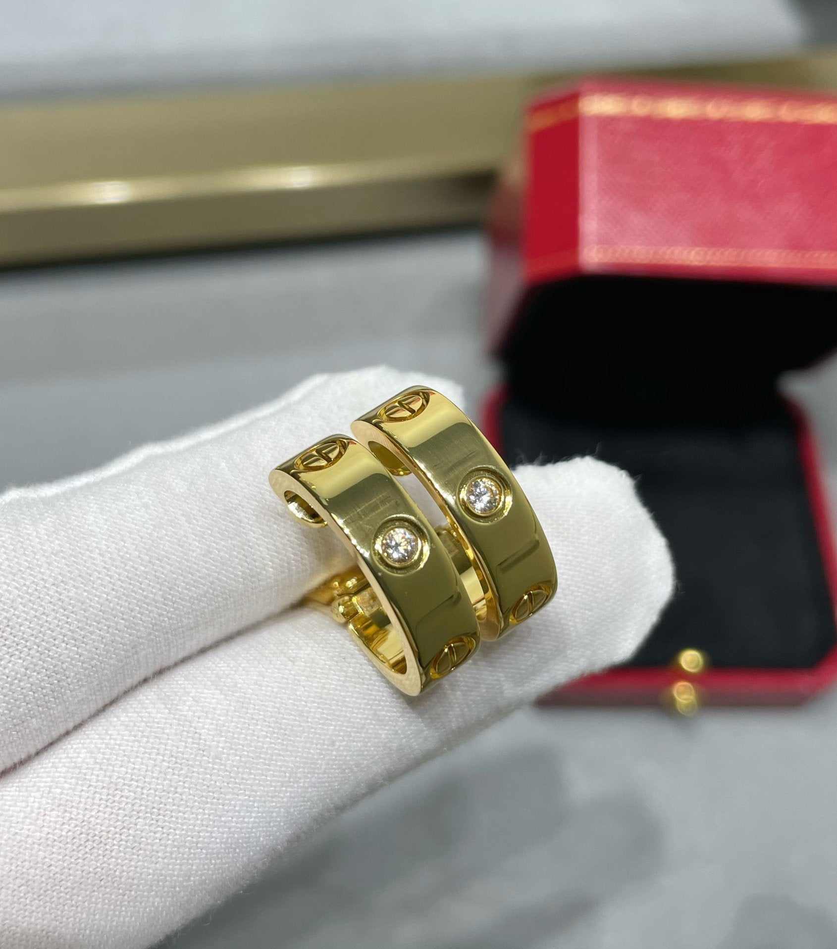 [Marin]LOVE 5.5MM 1 ダイヤモンド イヤリング