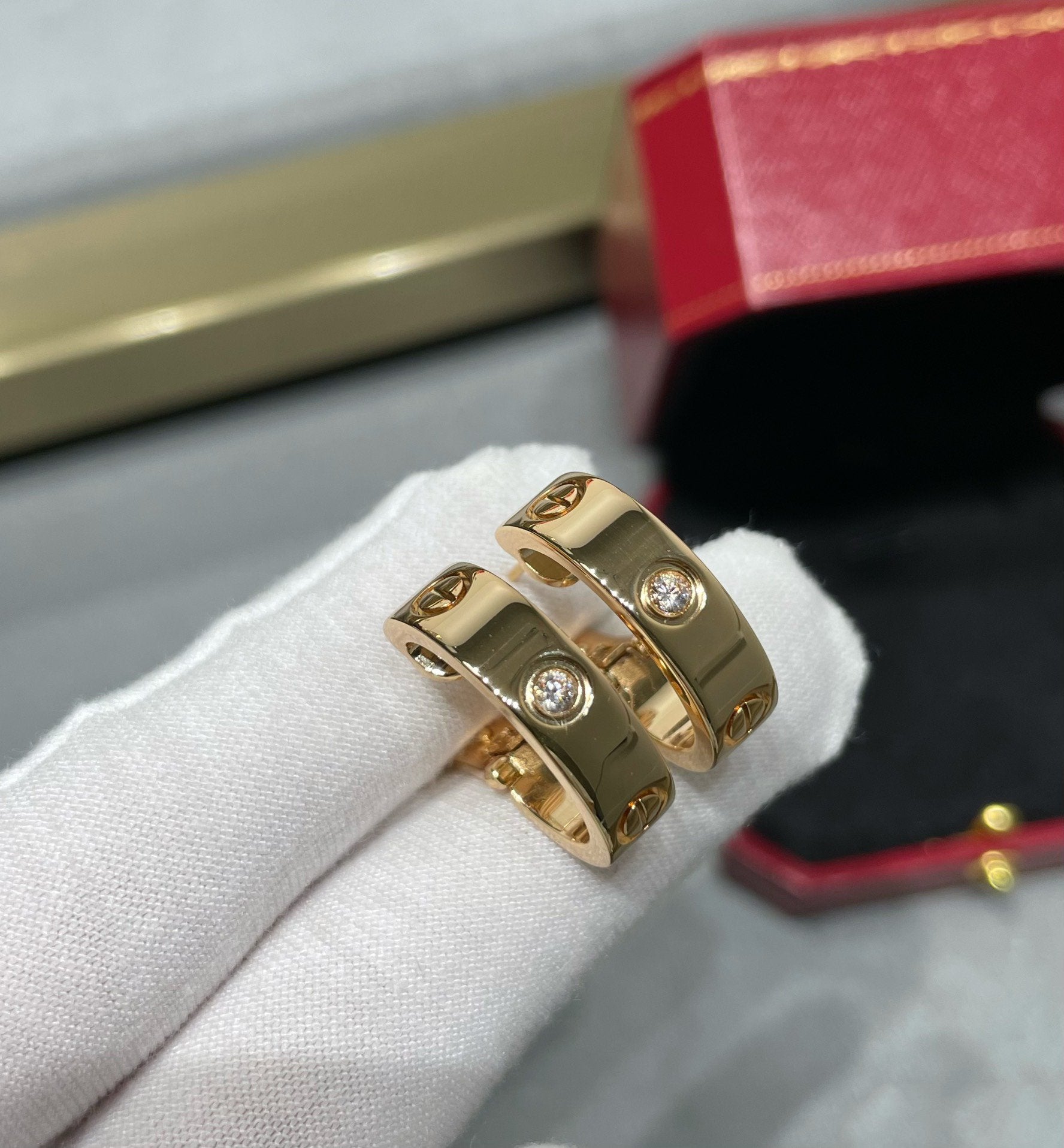 [Marin]LOVE 5.5MM 1 ダイヤモンド イヤリング