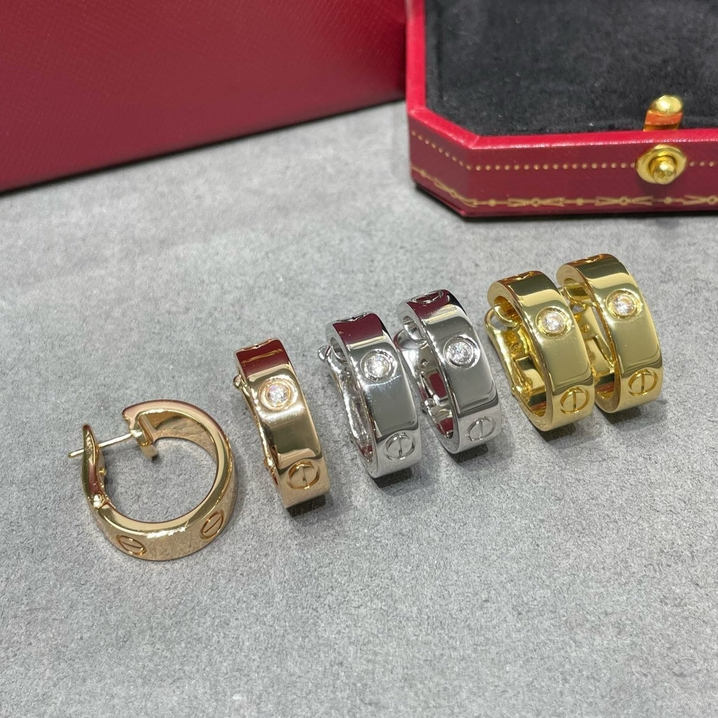[Marin-Jewelry]LOVE 5.5MM 1 DIAMOND EARRINGS