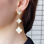 [Marin]BOUCLES D'OREILLES CLOVER MOP 3 MOTIFS OR