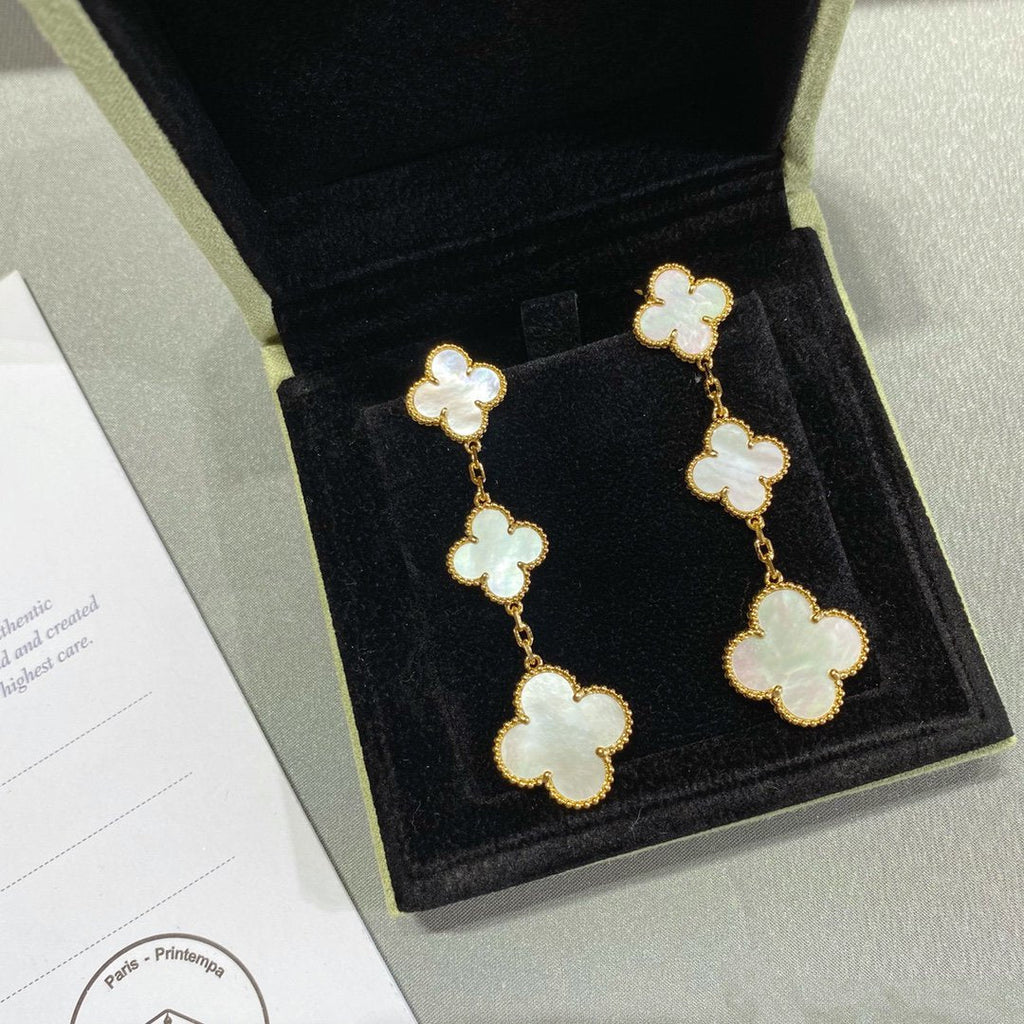 [Marin]BOUCLES D'OREILLES CLOVER MOP 3 MOTIFS OR