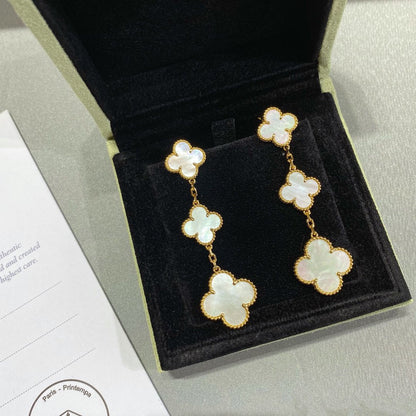 [Marin]CLOVER MOP 3 MOTIFS GOLD EARRINGS