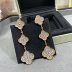 [Marin]BOUCLES D'OREILLES CLOVER 3 MOTIFS DIAMANTS PAVÉS EN OR ROSE