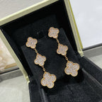 [Marin]BOUCLES D'OREILLES CLOVER 3 MOTIFS DIAMANTS PAVÉS EN OR ROSE
