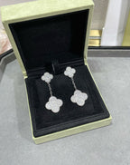 [Marin]CLOVER 2 MOTIFS DIAMOND PAVED SILVER EARRINGS
