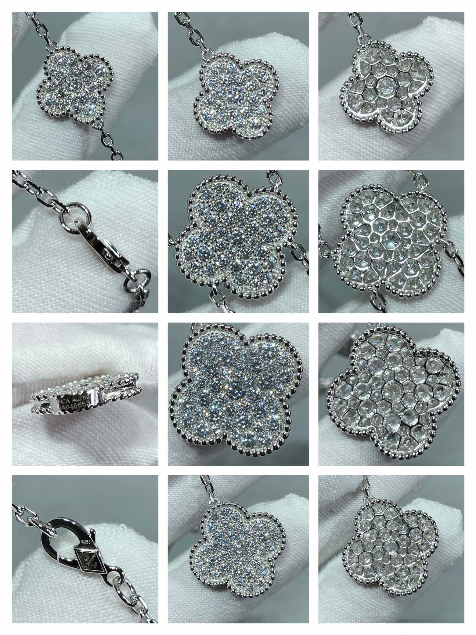 [Marin]CLOVER 6 MOTIF DIAMOND PAVED NECKLACE