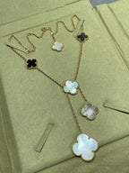 [Marin]COLLIER CLOVER 6 MOTIFS MOP ONYX OR
