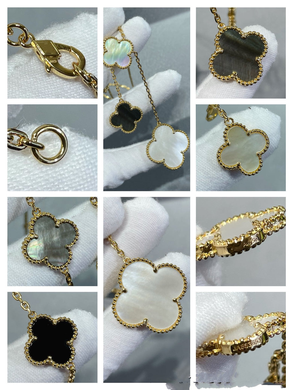 [Marin]COLLIER CLOVER 6 MOTIFS MOP ONYX OR