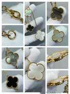 [Marin]COLLIER CLOVER 6 MOTIFS MOP ONYX OR