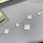 [Marin]BRACELET CLOVER 5 MOTIFS NACRE BLANCHE ARGENT