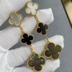 [Marin]CLOVER 3 MOTIF MOP ONYX DARK MOP PINK GOLD EARRINGS