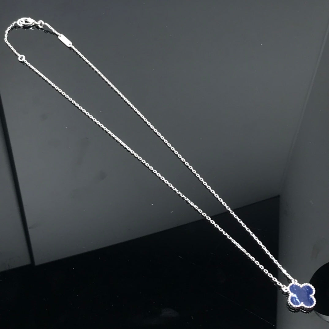 [Marin]CLOVER PIETERSITE SILVER LONG NECKLACE