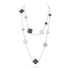 [Marin]COLLIER TRÈFLE 16 MOTIF CHALCEDOINE NACRE ARGENT
