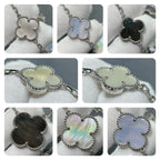 [Marin]COLLIER TRÈFLE 16 MOTIF CHALCEDOINE NACRE ARGENT
