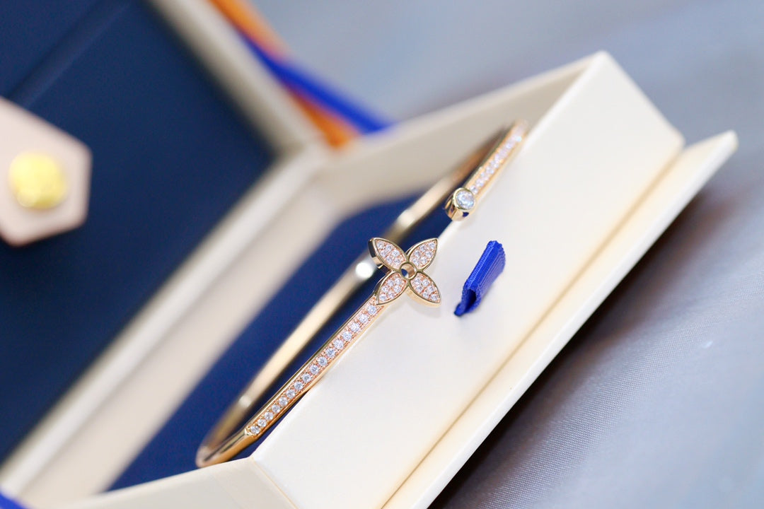 [Marin]IDYLLE PINK GOLD OPEN BRACELET DIAMOND PAVED