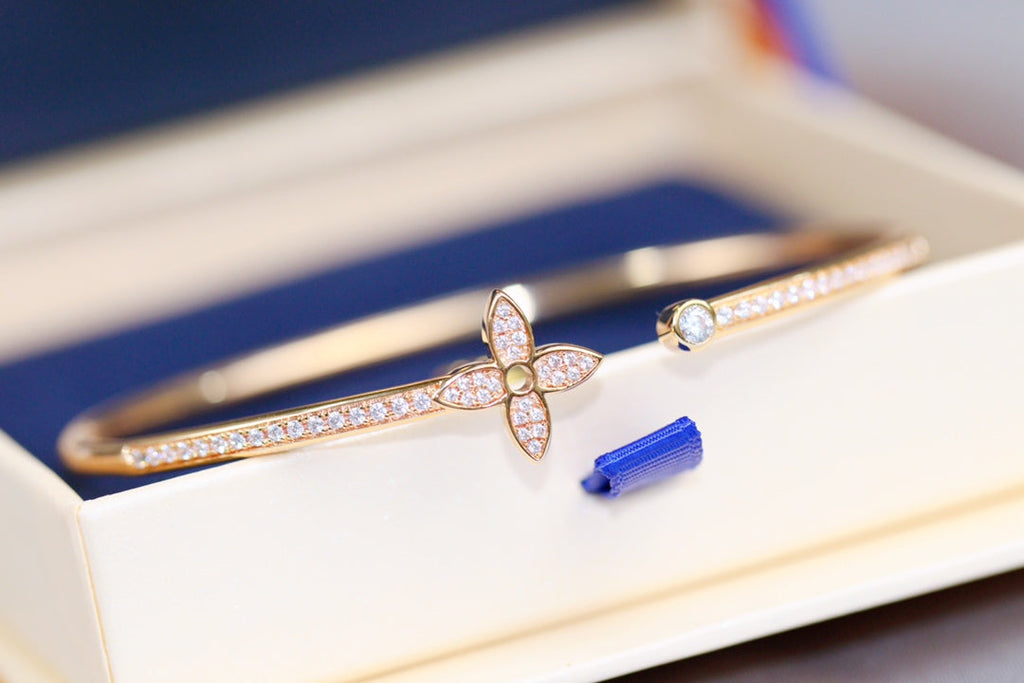 [Marin]IDYLLE PINK GOLD OPEN BRACELET DIAMOND PAVED