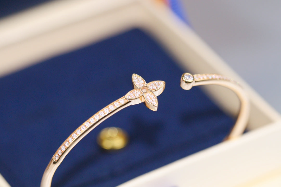 [Marin]IDYLLE PINK GOLD OPEN BRACELET DIAMOND PAVED