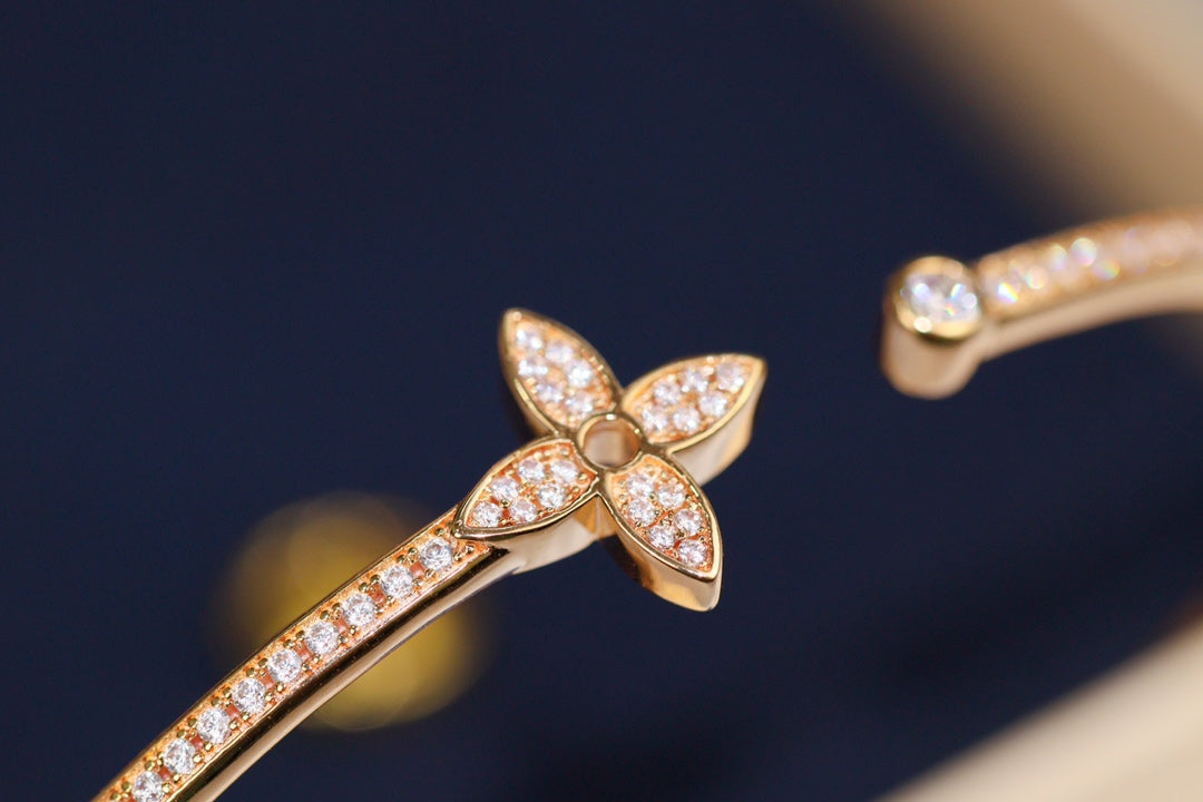 [Marin]IDYLLE PINK GOLD OPEN BRACELET DIAMOND PAVED