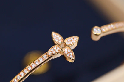 [Marin-Jewelry]IDYLLE PINK GOLD OPEN BRACELET DIAMOND PAVED