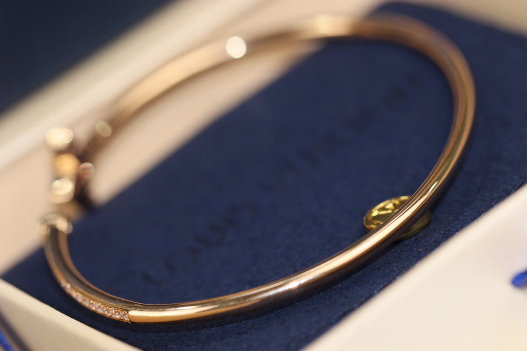 [Marin]IDYLLE PINK GOLD OPEN BRACELET DIAMOND PAVED
