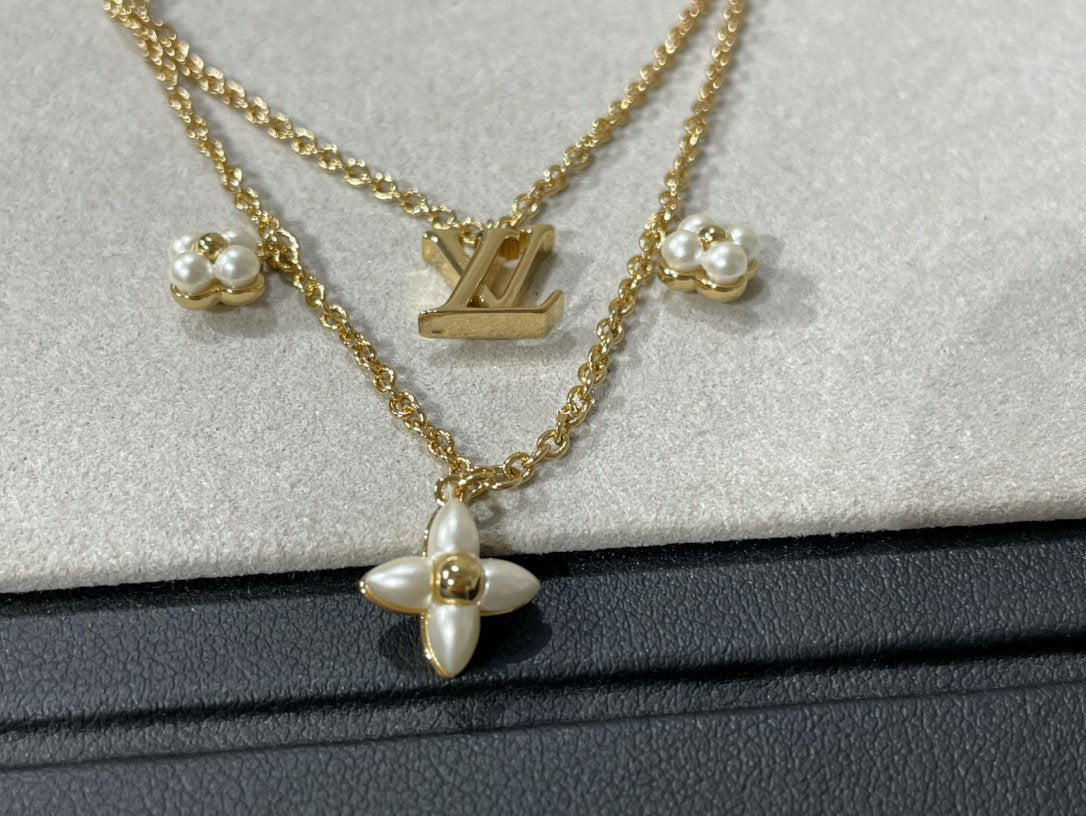[Marin-Jewelry]FLOWERGRAM GOLD MOP DOUBLE ROW NECKLACE