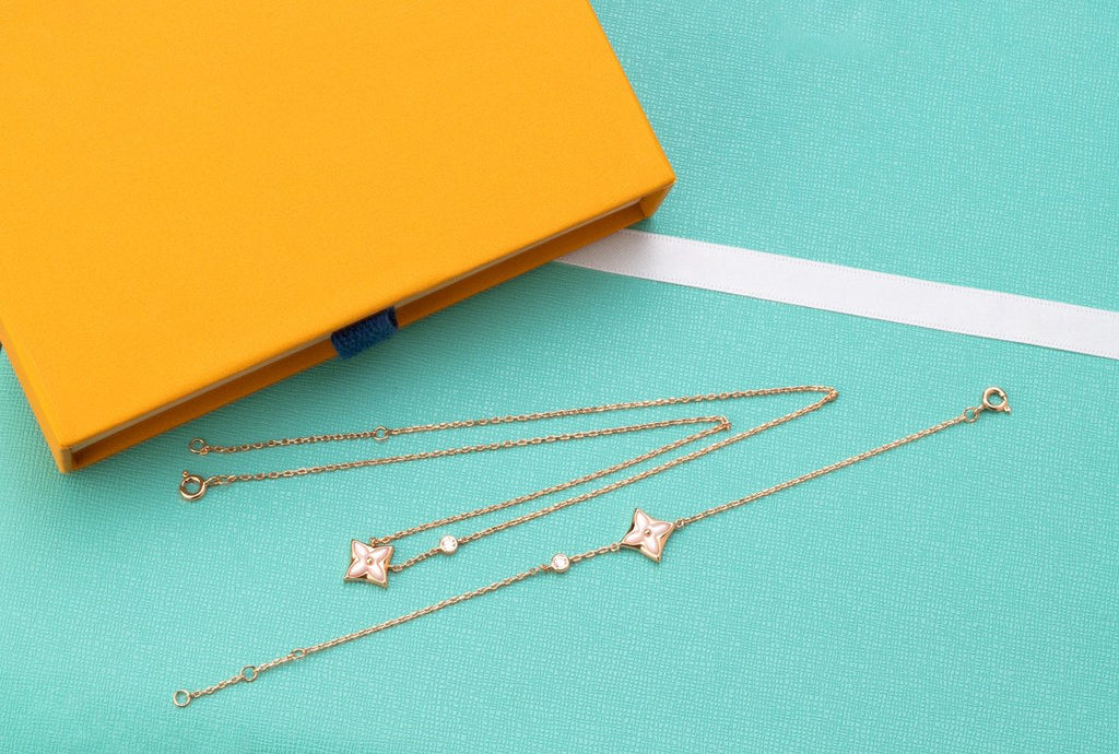 [Marin]STAR PINK MOP 1 DIAMOND PINK GOLD NECKLACE